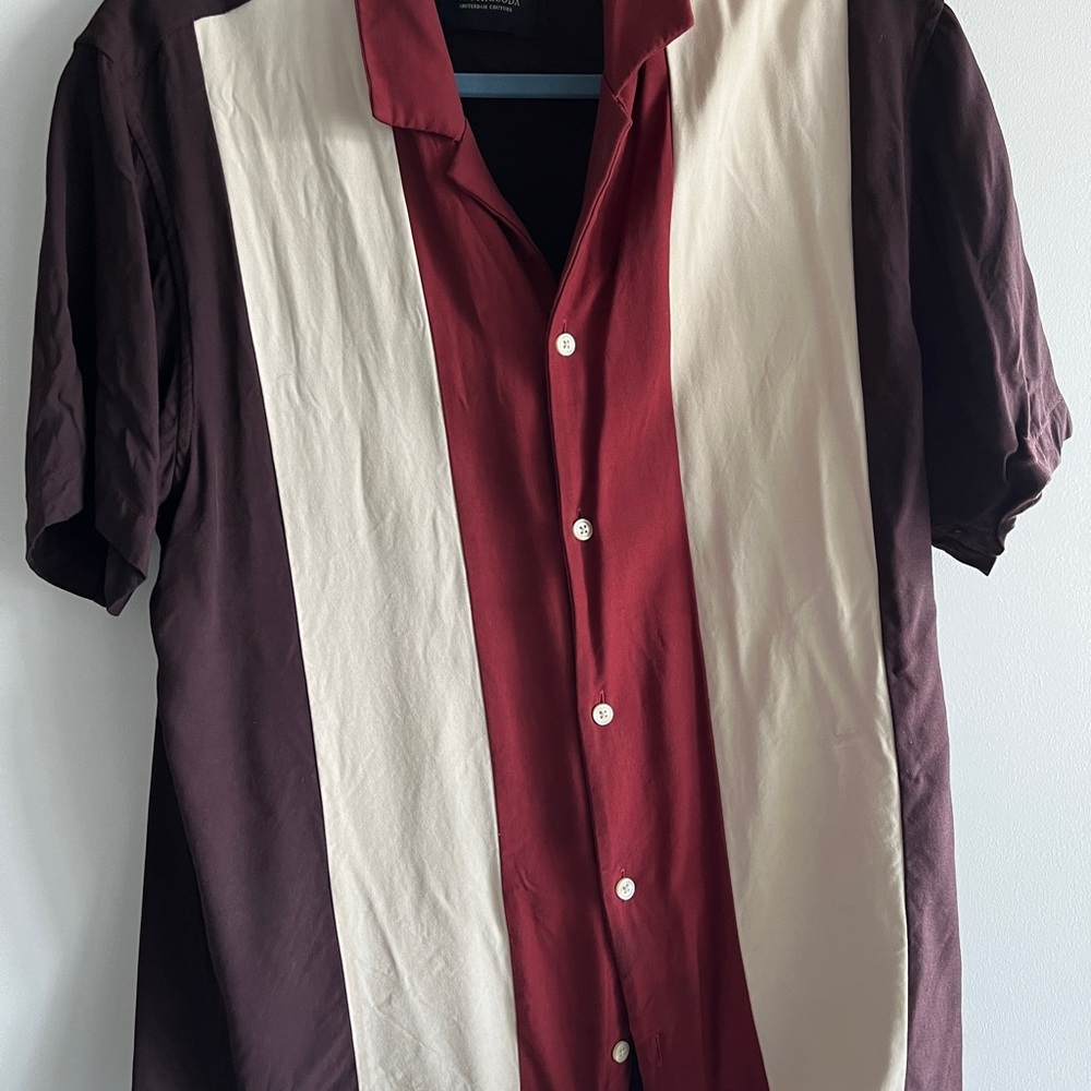 Scotch & Soda Red and Cream Casual Button Down Shirt